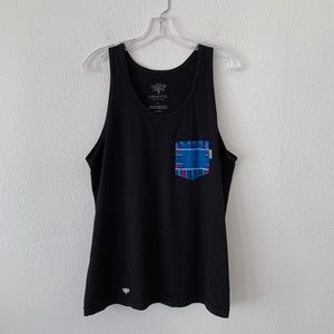 Serengetee multi color pocket black tank top